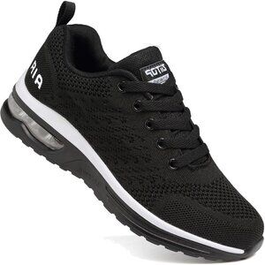 🆕 Men's Lightweight Tennis Shoes Air Cushion  Black White Breathable Mesh